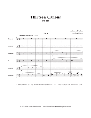 Thirteen Canons, Op. 113 for 6-part Trombone Ensemble