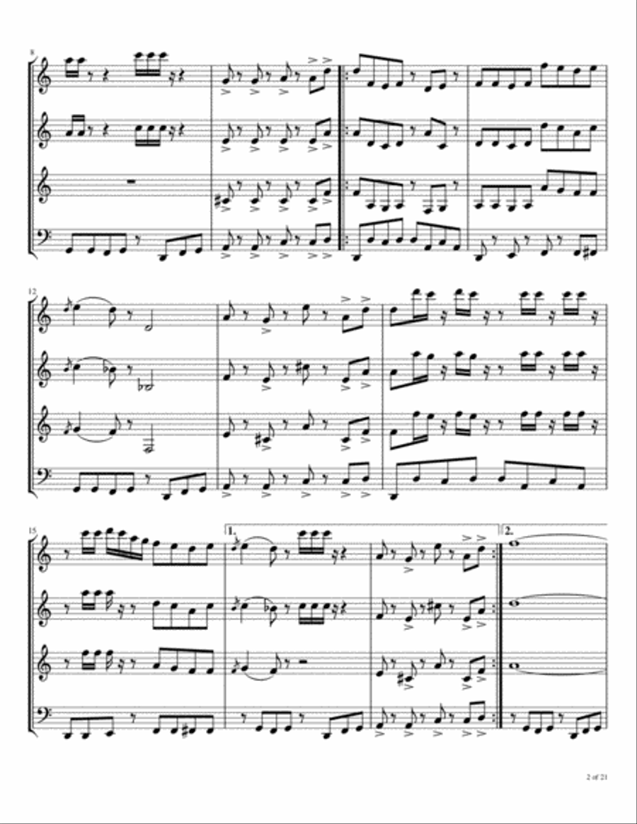 Boogie Wonderland Woodwind Quartet scores gallery preview page 3