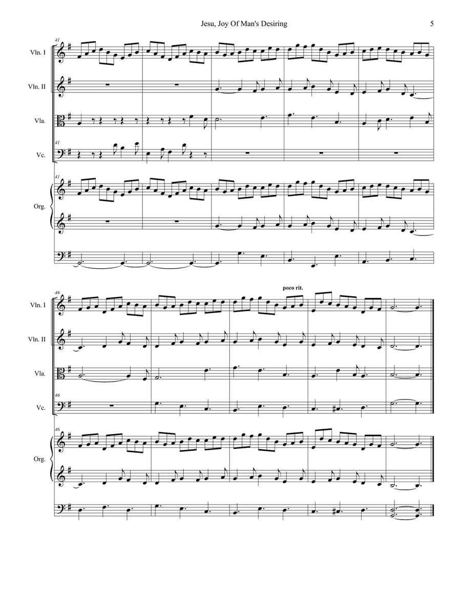 Jesu, Joy Of Man's Desiring (for String Quartet and Organ) String Quartet scores gallery preview page 6