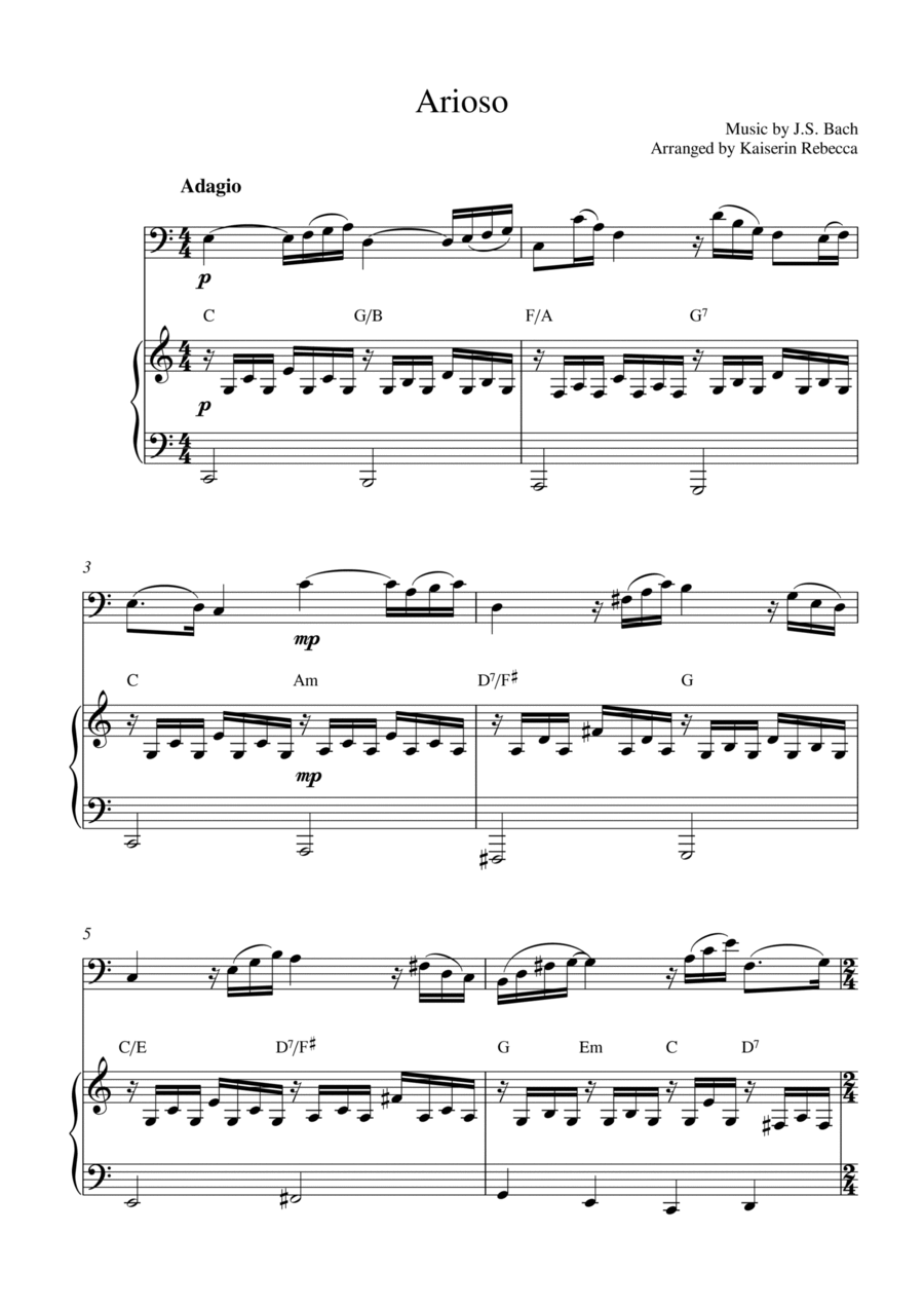 Arioso (for cello solo and piano accompaniment) Piano scores gallery preview page 1