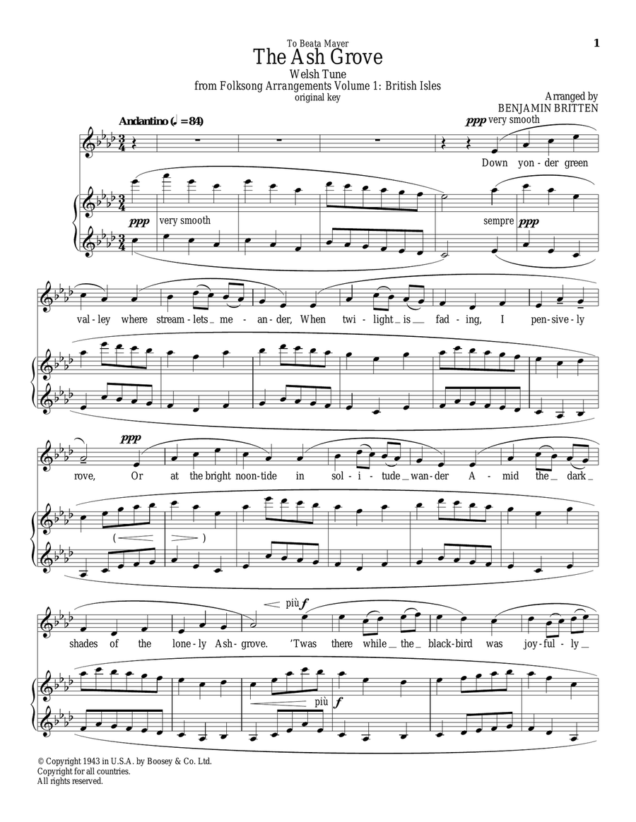The Ash Grove Piano, Vocal scores gallery preview page 1