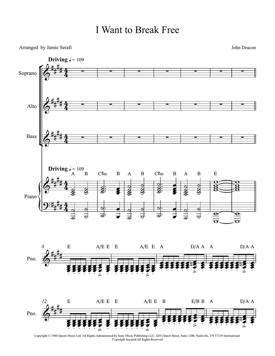 I Want To Break Free I Want To Break Free SSA scores gallery preview page 1
