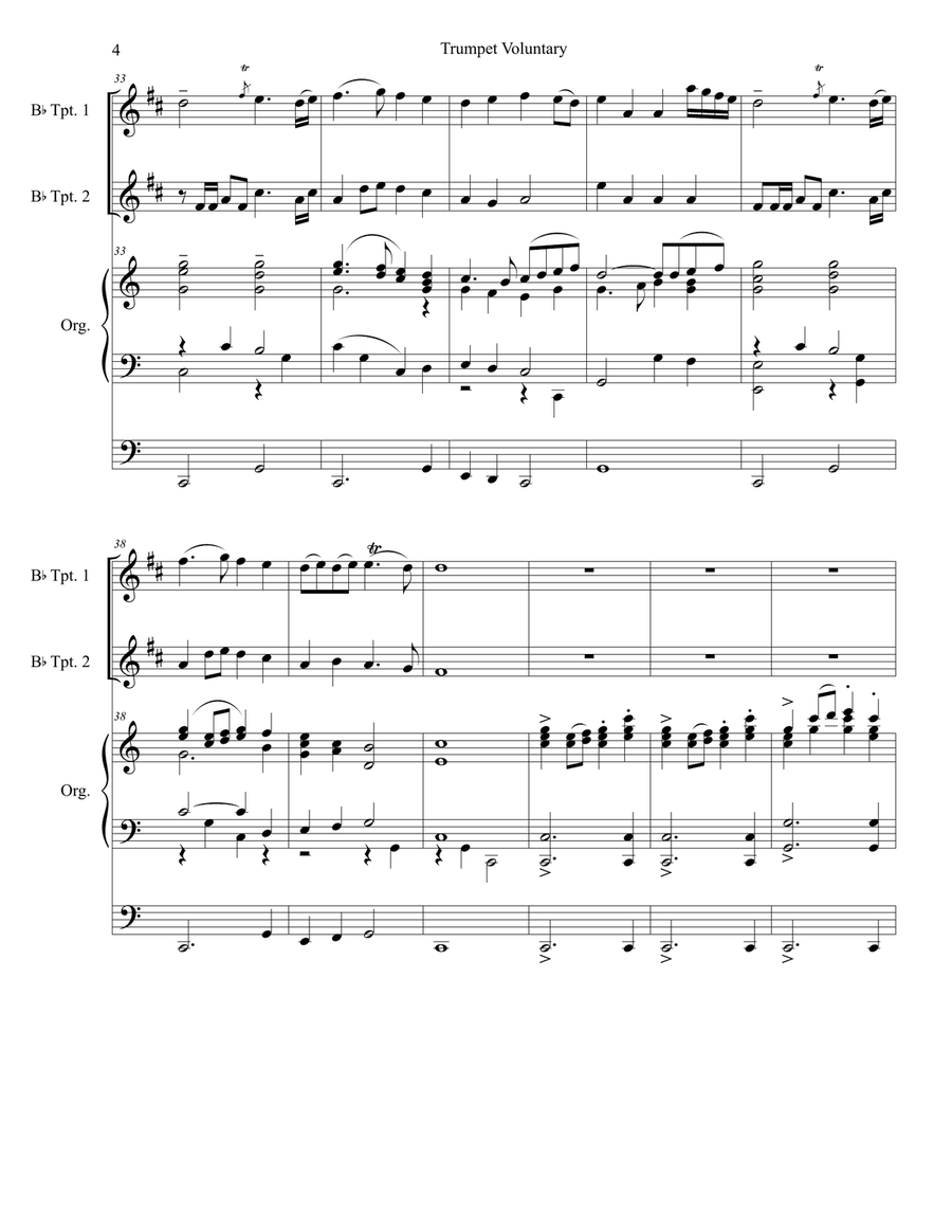 Trumpet Voluntary (Duet for Bb-Trumpet - Organ Accompaniment) Trumpet Duet scores gallery preview page 5