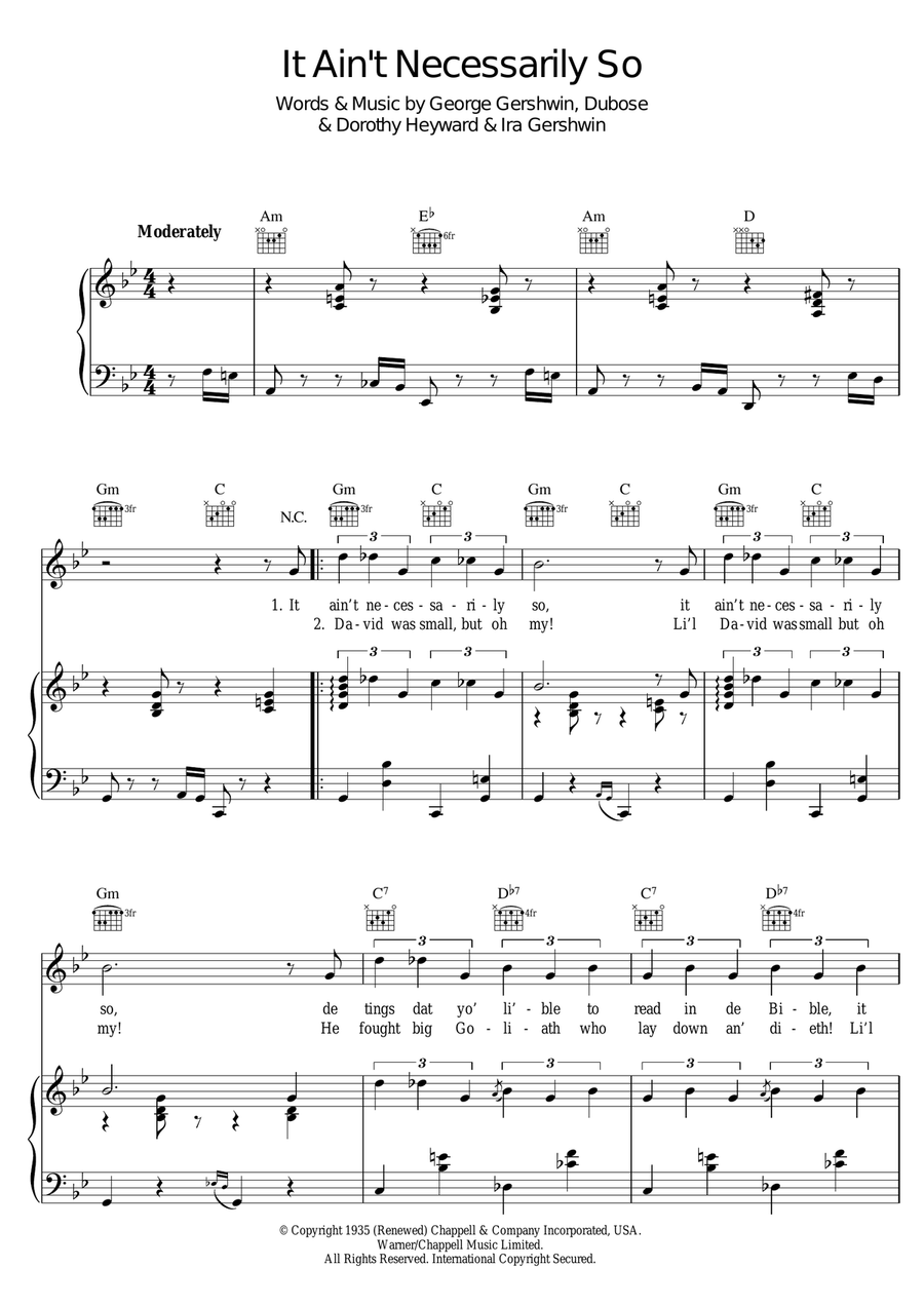 It Ain't Necessarily So (from Porgy And Bess) Guitar scores gallery preview page 1