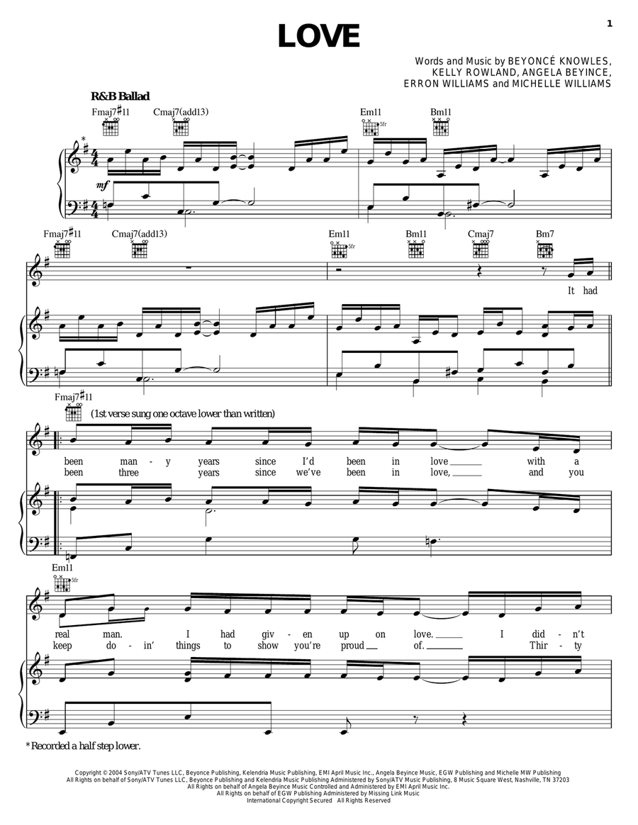 Love Piano, Vocal, Guitar scores gallery preview page 1