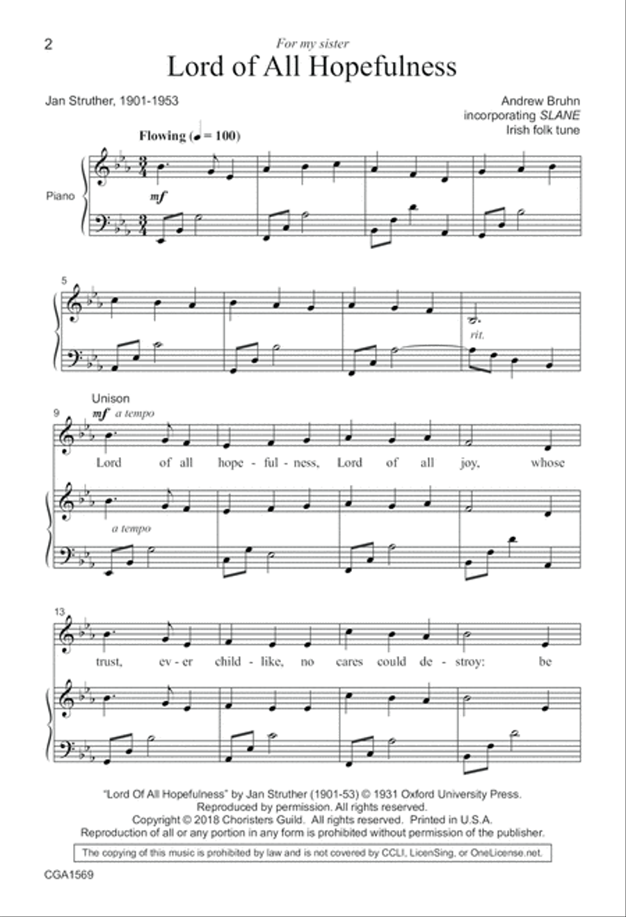 Lord of All Hopefulness Lord of All Hopefulness Unison Choir scores gallery preview page 2