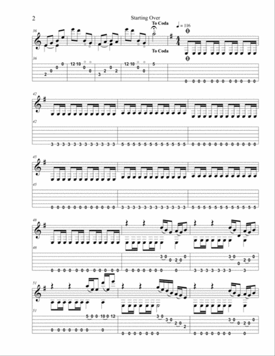 Starting Over Starting Over Guitar Tablature scores gallery preview page 2