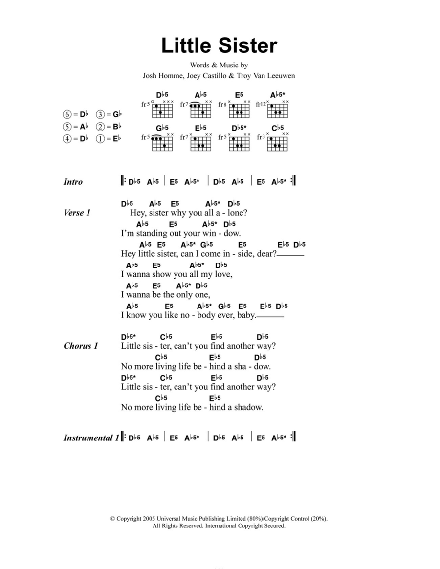 Little Sister Little Sister Easy Guitar scores gallery preview page 1