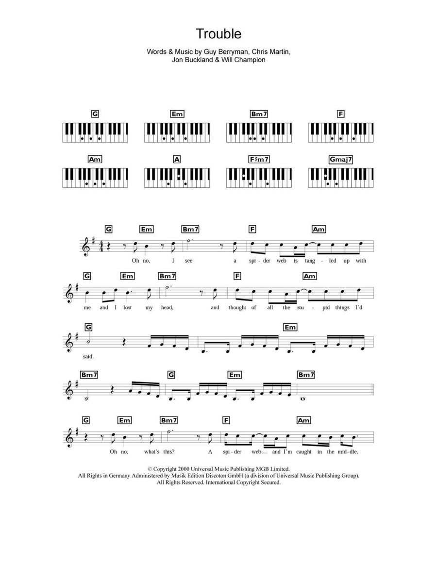 Trouble Piano scores gallery preview page 1