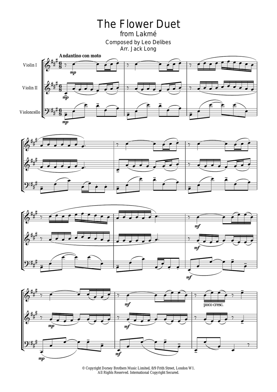 Flower Duet (from Lakme) Flower Duet (from Lakme) Violin Solo scores gallery preview page 1