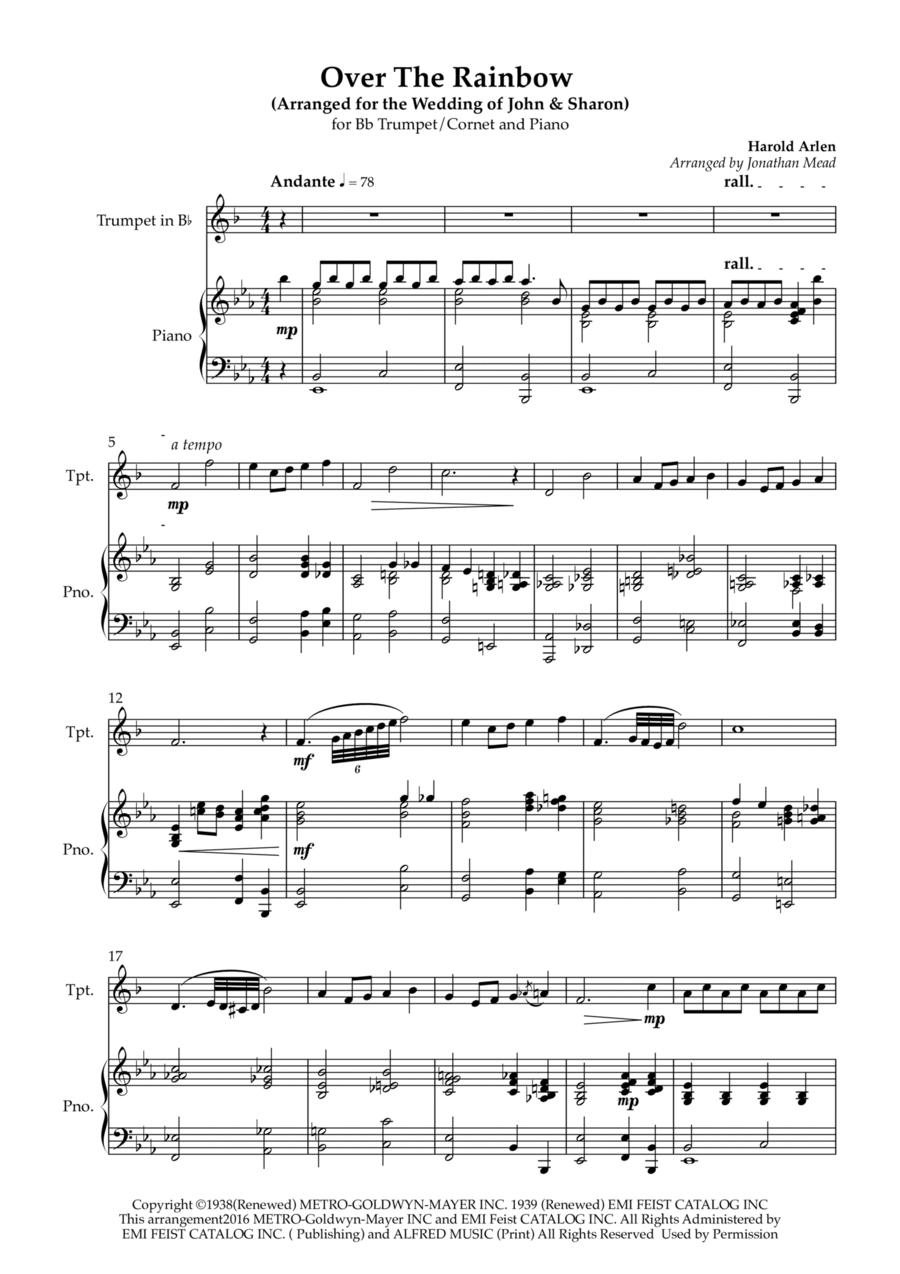 Over The Rainbow B-Flat Trumpet scores gallery preview page 1