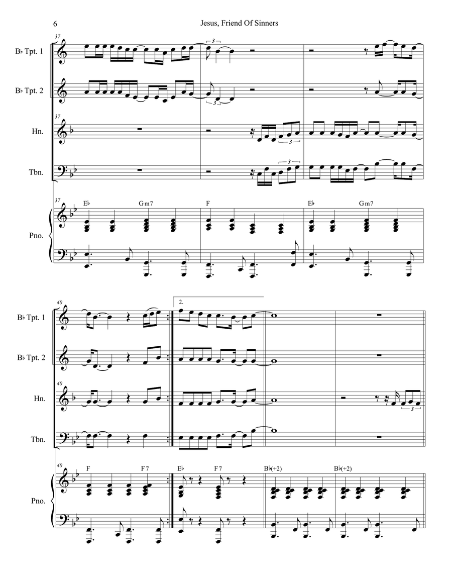 Jesus, Friend Of Sinners Brass Quartet scores gallery preview page 6