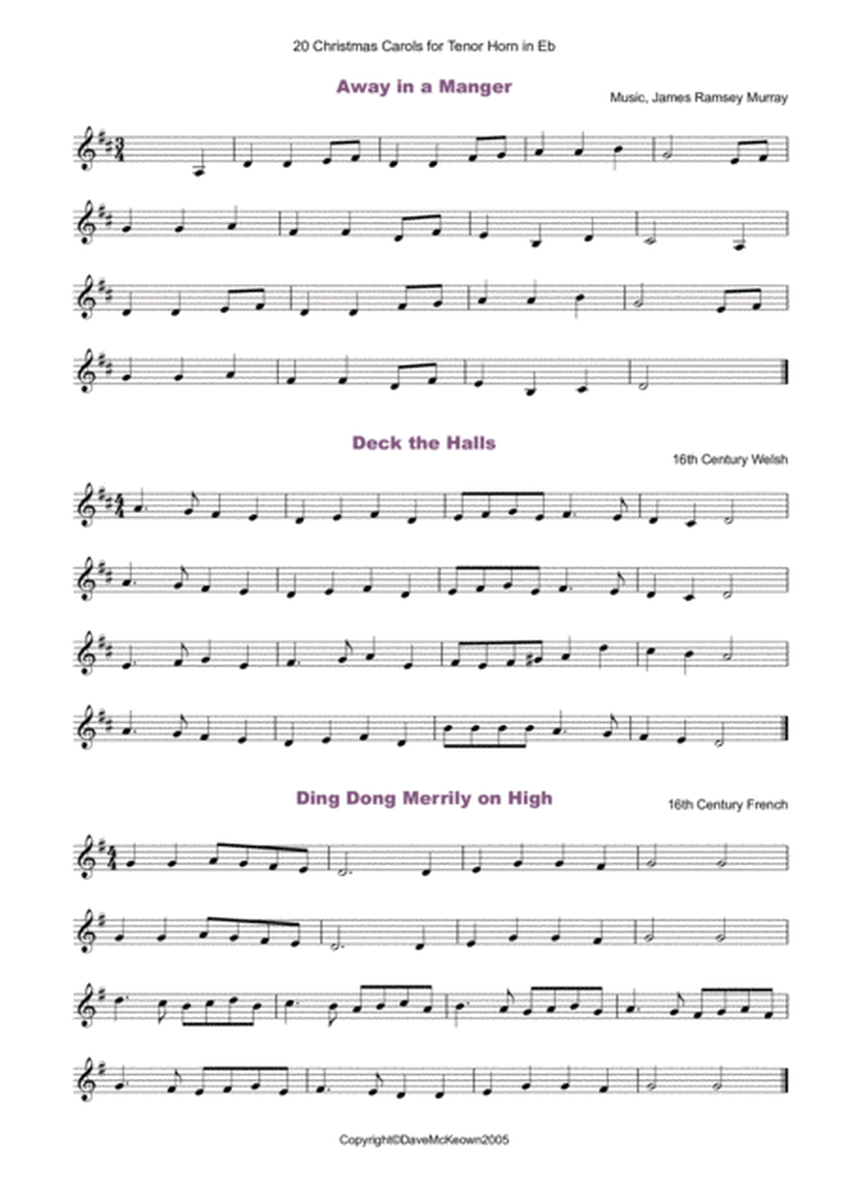 20 Favourite Christmas Carols for solo Tenor Horn in Eb and Piano image number null