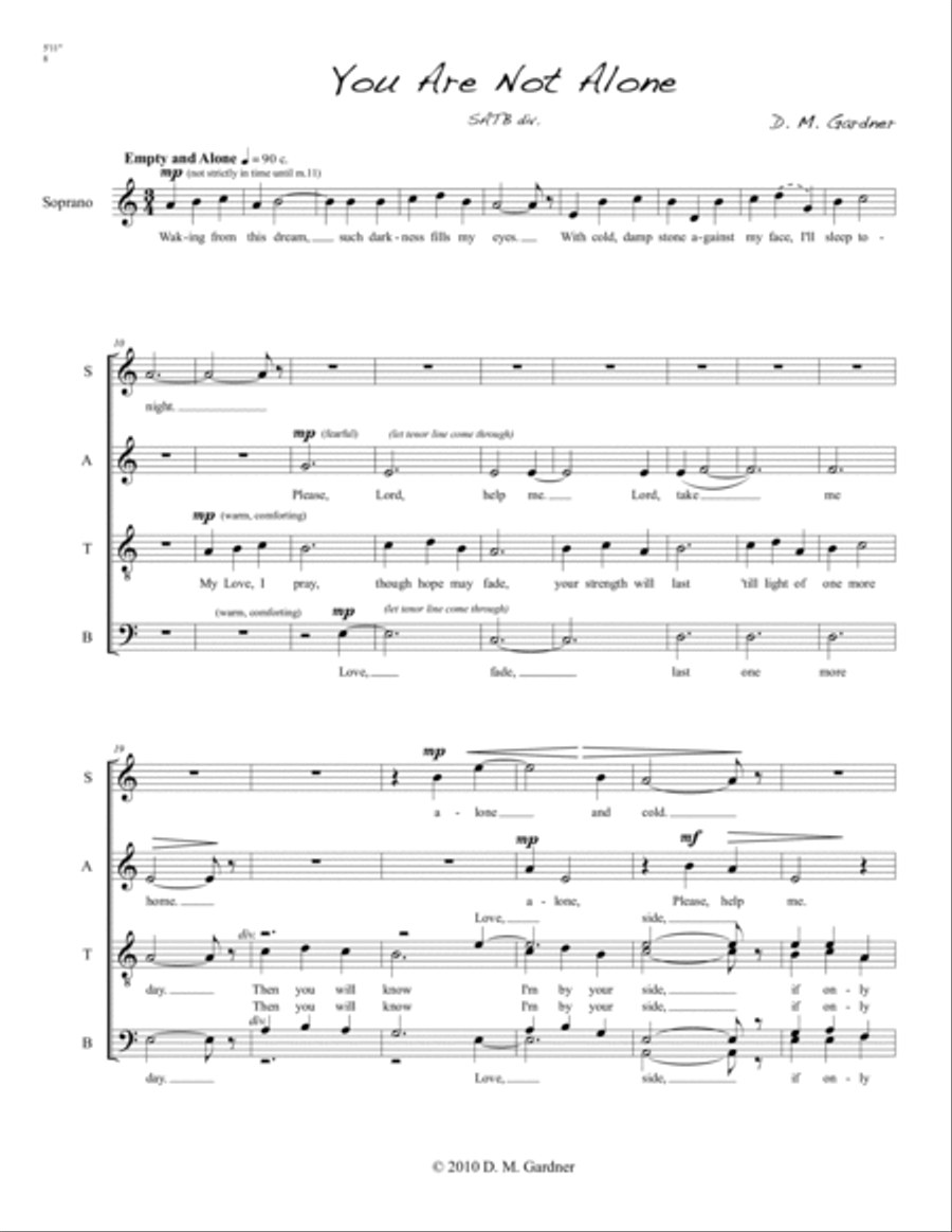 You Are Not Alone (SATB divisi) Divisi scores gallery preview page 2