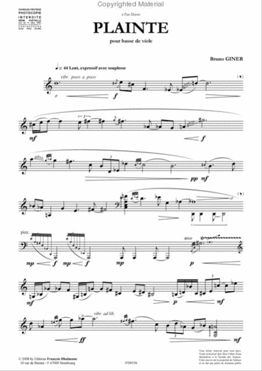 Plainte pour basse de viole Score scores gallery preview page 2