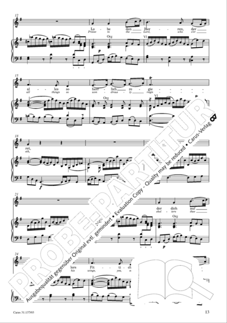 Praise ye, Almighty God, King and our ruler exalted (Lobe den Herren, den machtigen Konig der Ehren) ATB scores gallery preview page 14