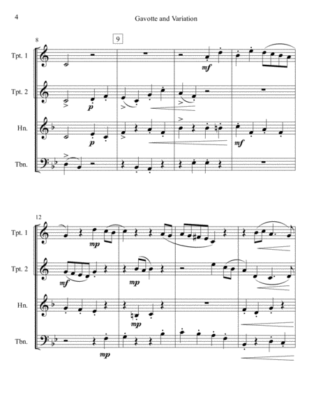 Gavotte and Variation - Brass Quartet image number null
