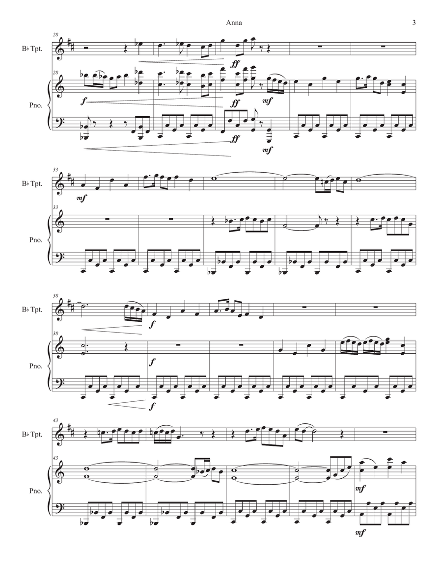 Anna (Bb-Trumpet solo and Piano) Trumpet Solo scores gallery preview page 5