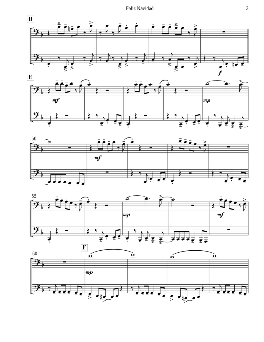 Feliz Navidad Brass Duet scores gallery preview page 3