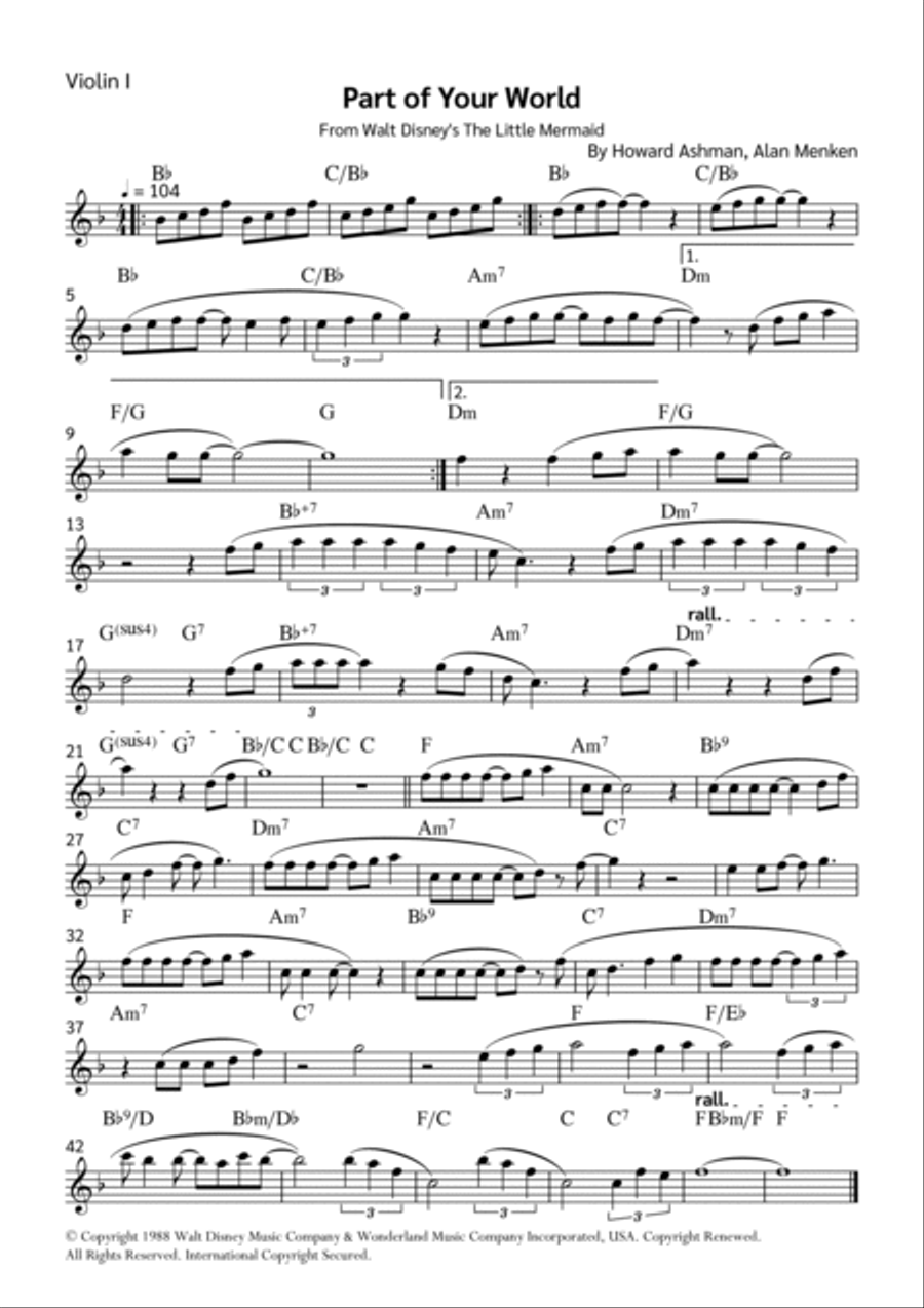 Part Of Your World (reprise) String Quintet scores gallery preview page 6
