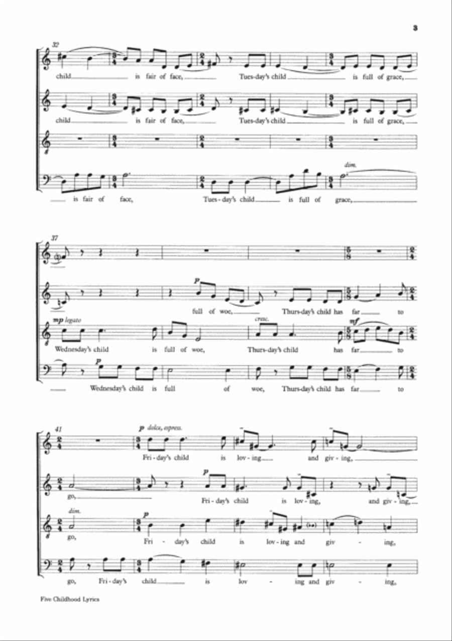 Five Childhood Lyrics Divisi scores gallery preview page 3