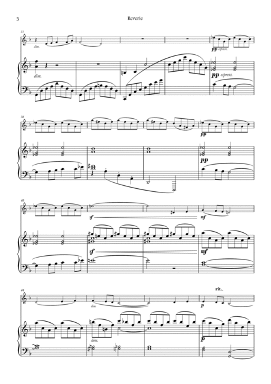 Reverie (Violin - Piano) Violin Solo scores gallery preview page 3