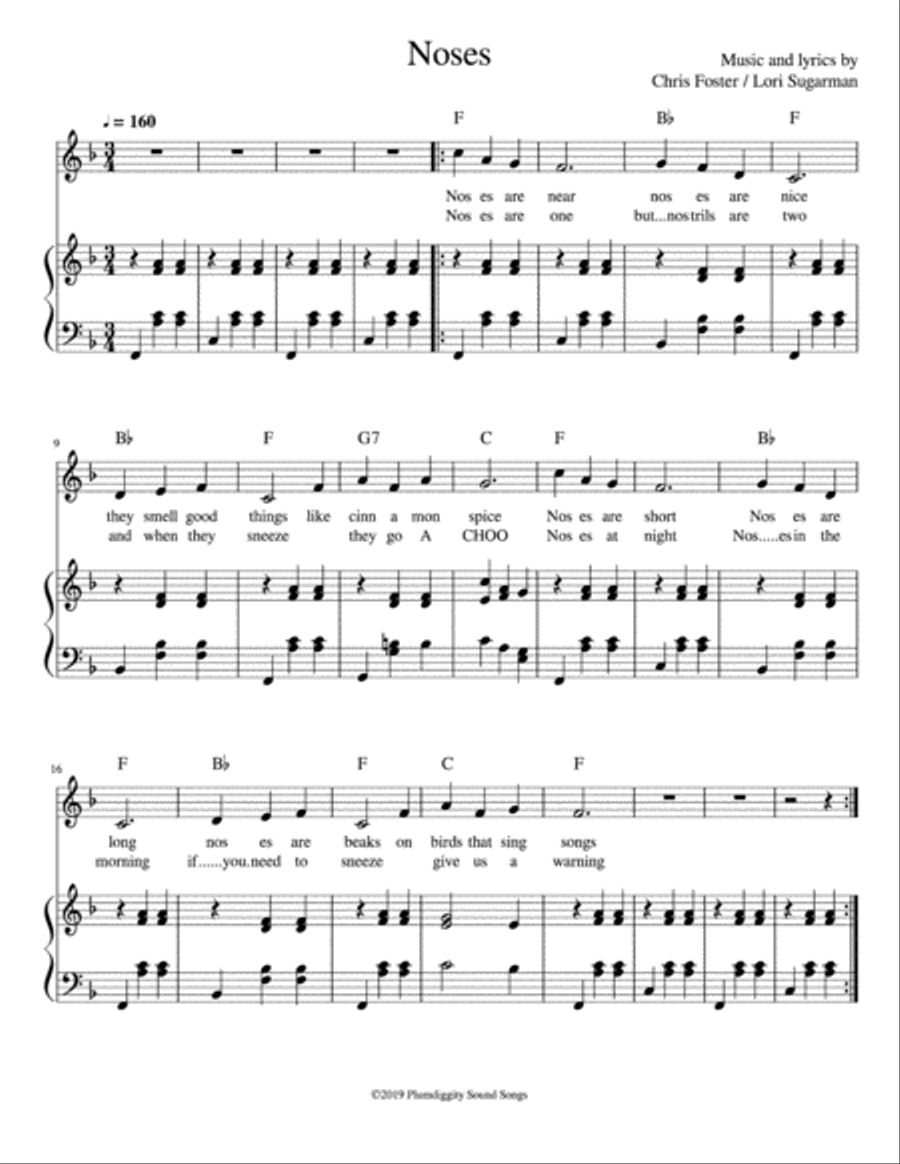 Noses - Piano/Vocal/Guitar Piano, Vocal, Guitar scores gallery preview page 1
