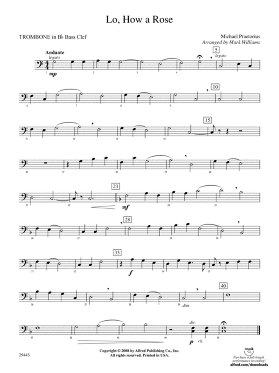 Lo, How a Rose: (wp) 1st B-flat Trombone B.C.