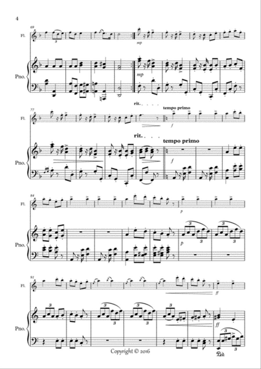 Humoresque No.5, A.Dvorak (flute and piano) Flute Solo scores gallery preview page 4
