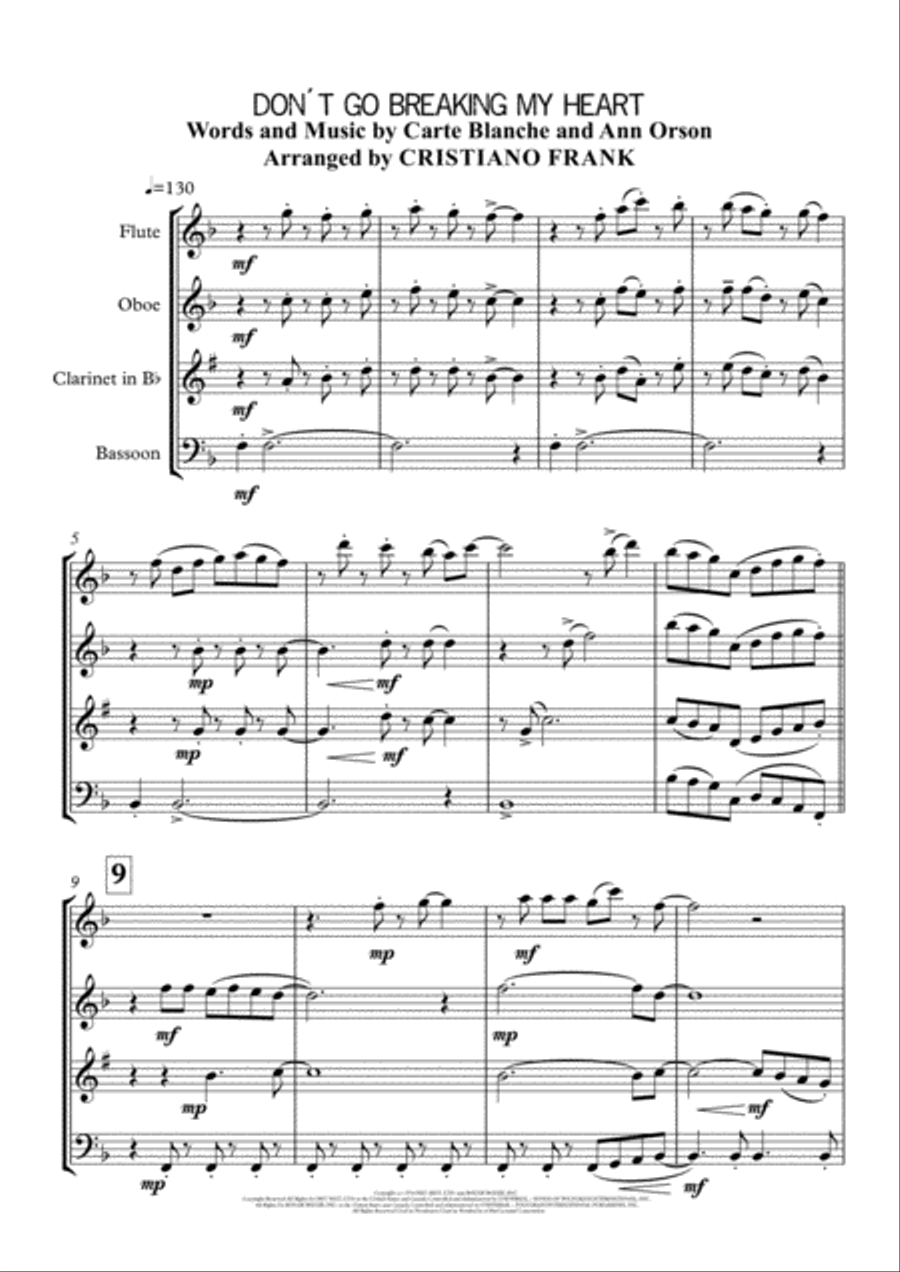 Don't Go Breaking My Heart Small Ensemble scores gallery preview page 2