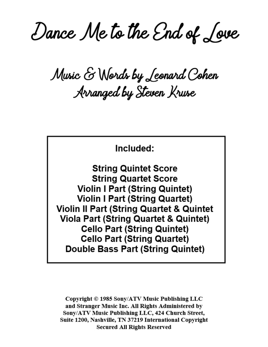 Dance Me To The End Of Love String Quintet scores gallery preview page 3