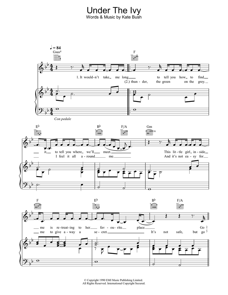 Under The Ivy Piano, Vocal, Guitar scores gallery preview page 1