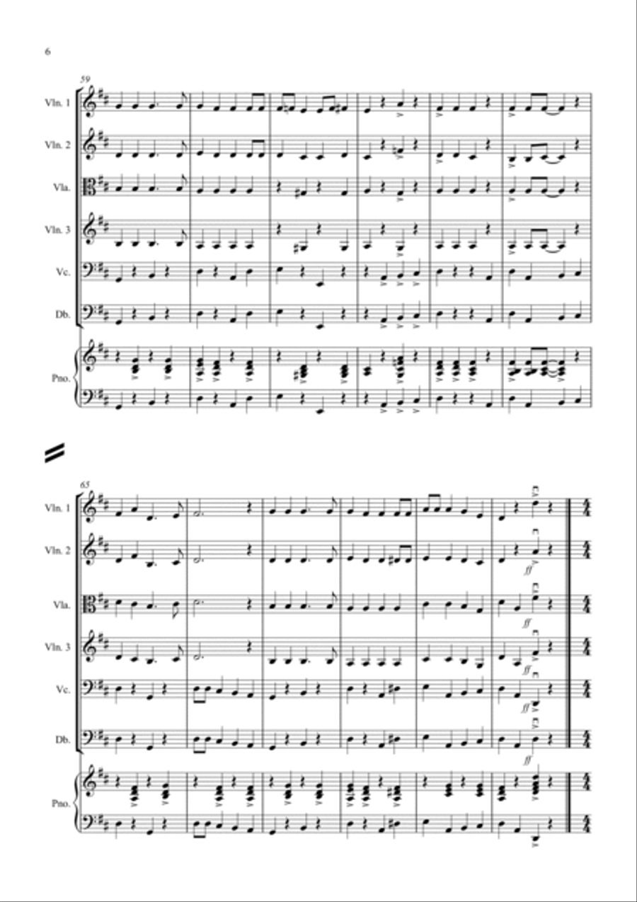 3 jazzy Christmas Pieces for String Orchestra String Quartet scores gallery preview page 6