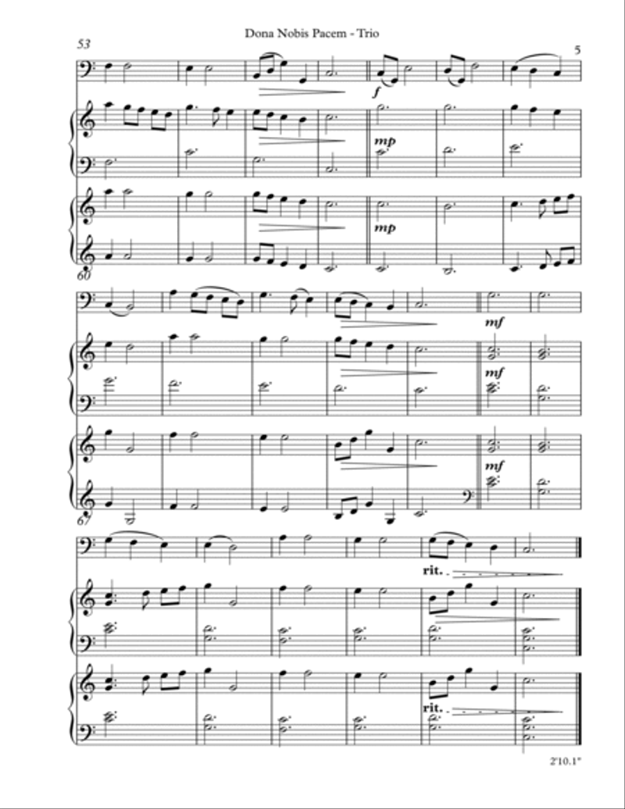 Dona Nobis Pacem, Trio for Cello, Harp, Piano Cello scores gallery preview page 5