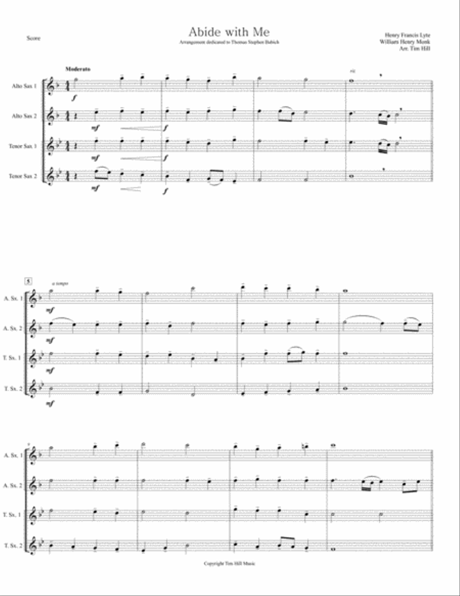 Abide With Me Woodwind Quartet scores gallery preview page 1