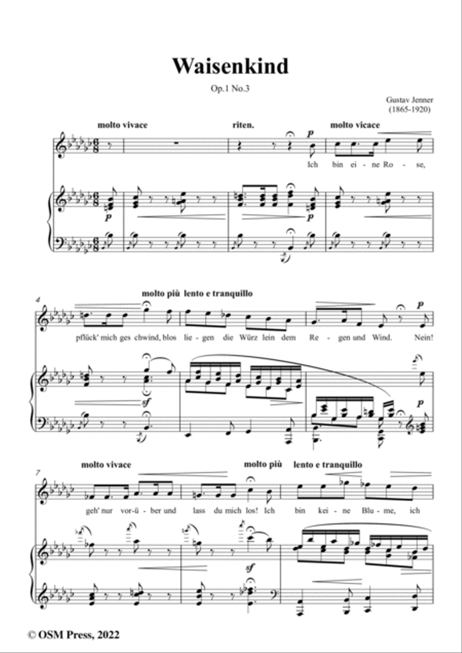 Jenner-Waisenkind,in e flat minor,Op.1 No.3,from '4 Lieder,Op.1' Voice scores gallery preview page 2
