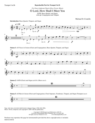 O Lord, How Shall I Meet You (Downloadable Instrumental Parts)