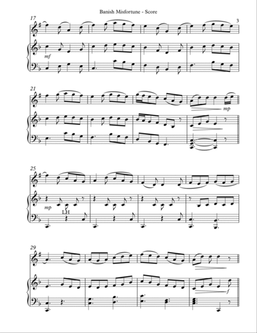 Banish Misfortune for Bb Clarinet & Harp B-Flat Clarinet scores gallery preview page 3