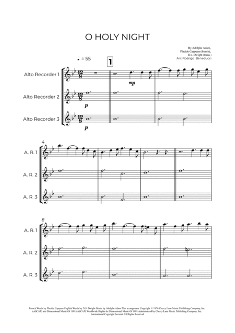 O Holy Night Alto Recorder scores gallery preview page 2