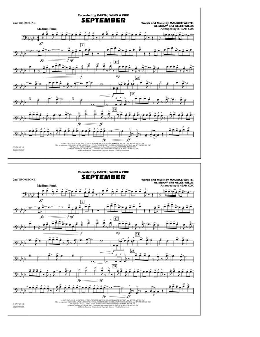 September - 2nd Trombone September - 2nd Trombone Marching Band scores gallery preview page 1
