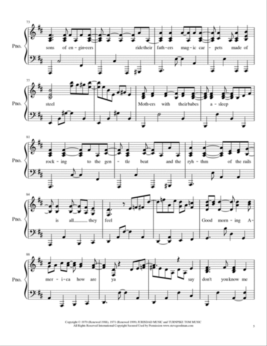 City Of New Orleans Piano Solo scores gallery preview page 5
