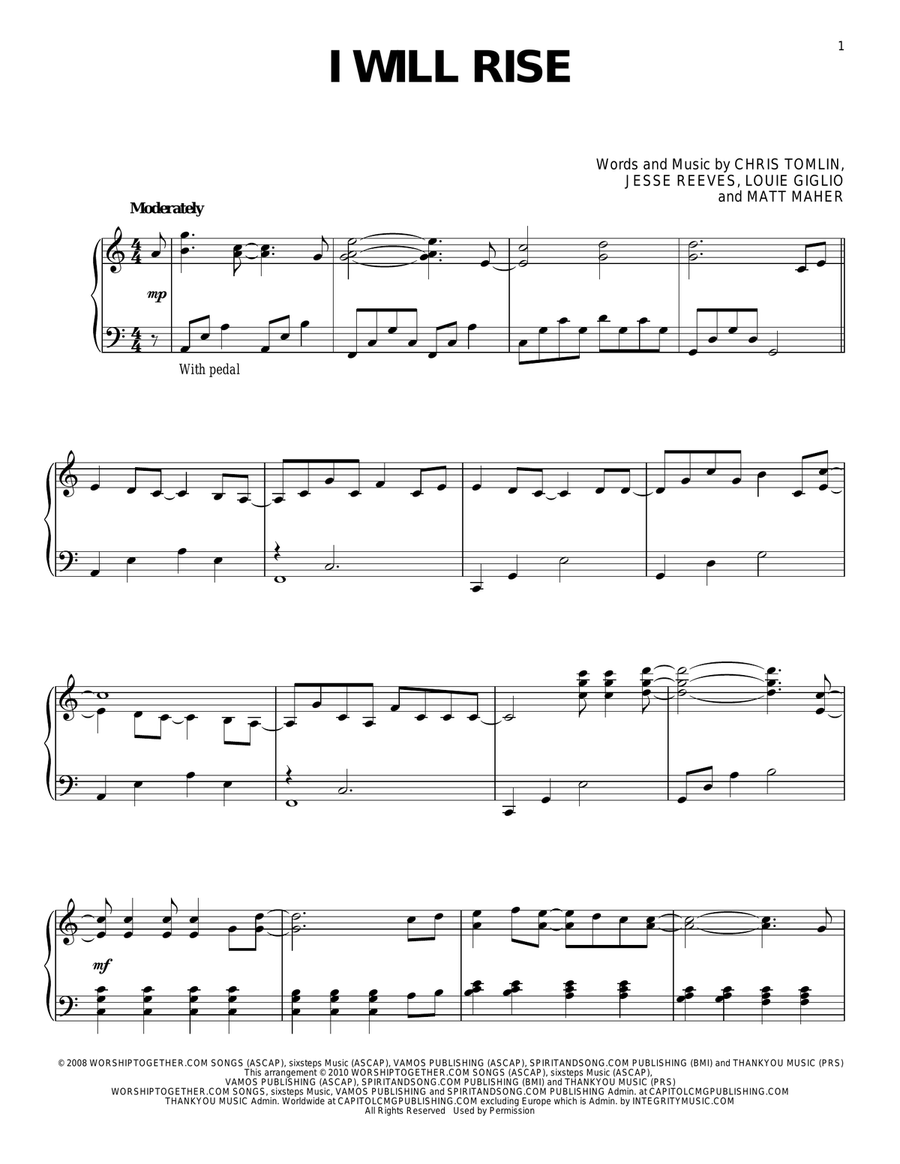 I Will Rise Piano Solo scores gallery preview page 1