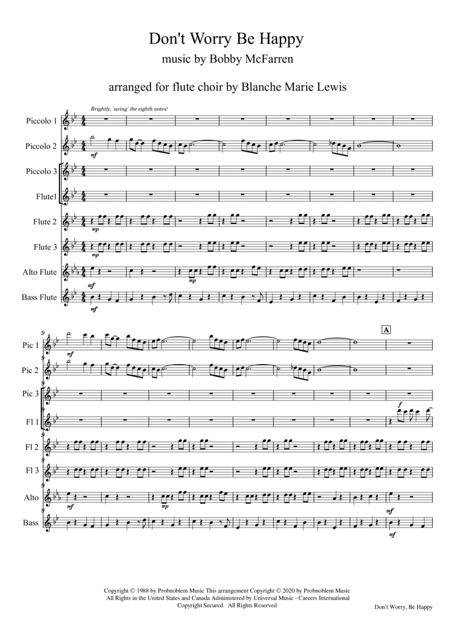 Don't Worry, Be Happy Woodwind Ensemble scores gallery preview page 1