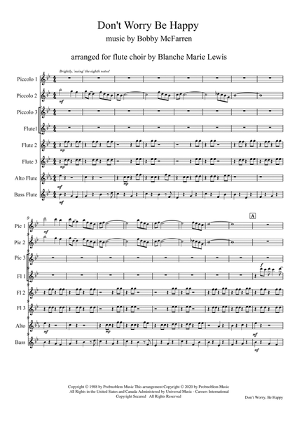 Don't Worry, Be Happy by Bobby McFerrin Woodwind Ensemble - Digital Sheet Music