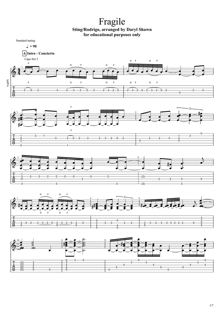 Fragile Acoustic Guitar scores gallery preview page 1