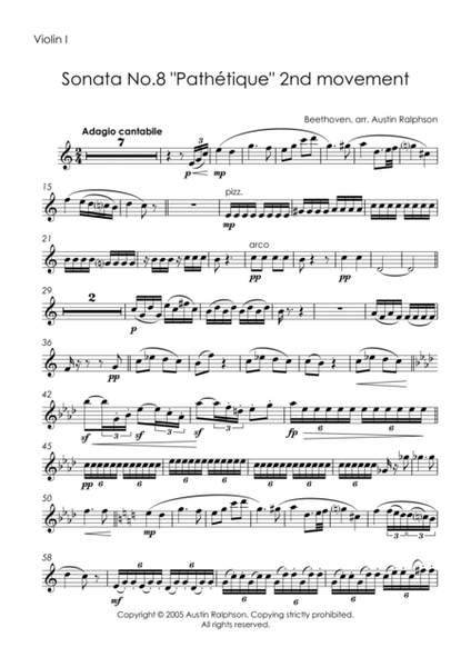 Sonata No.8 "Pathetique", 2nd movement (Beethoven) - string quartet image number null