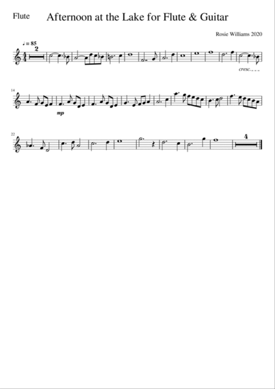Afternoon at the Lake for Flute & Guitar Flute scores gallery preview page 3