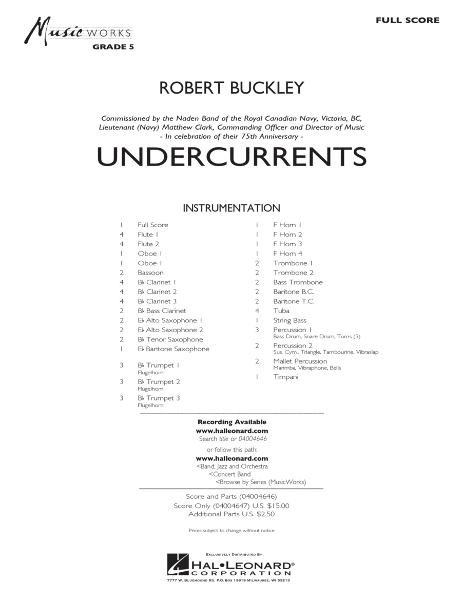 Undercurrents - Conductor Score (Full Score) Concert Band scores gallery preview page 1