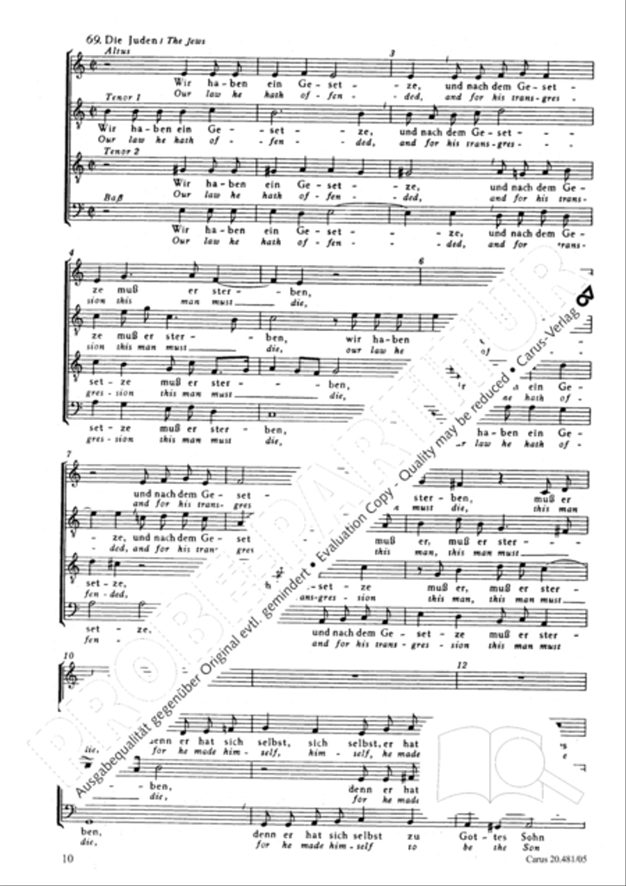 St. John Passion / The Passion of our Lord and Saviour Jesus Christ 4-Part scores gallery preview page 11
