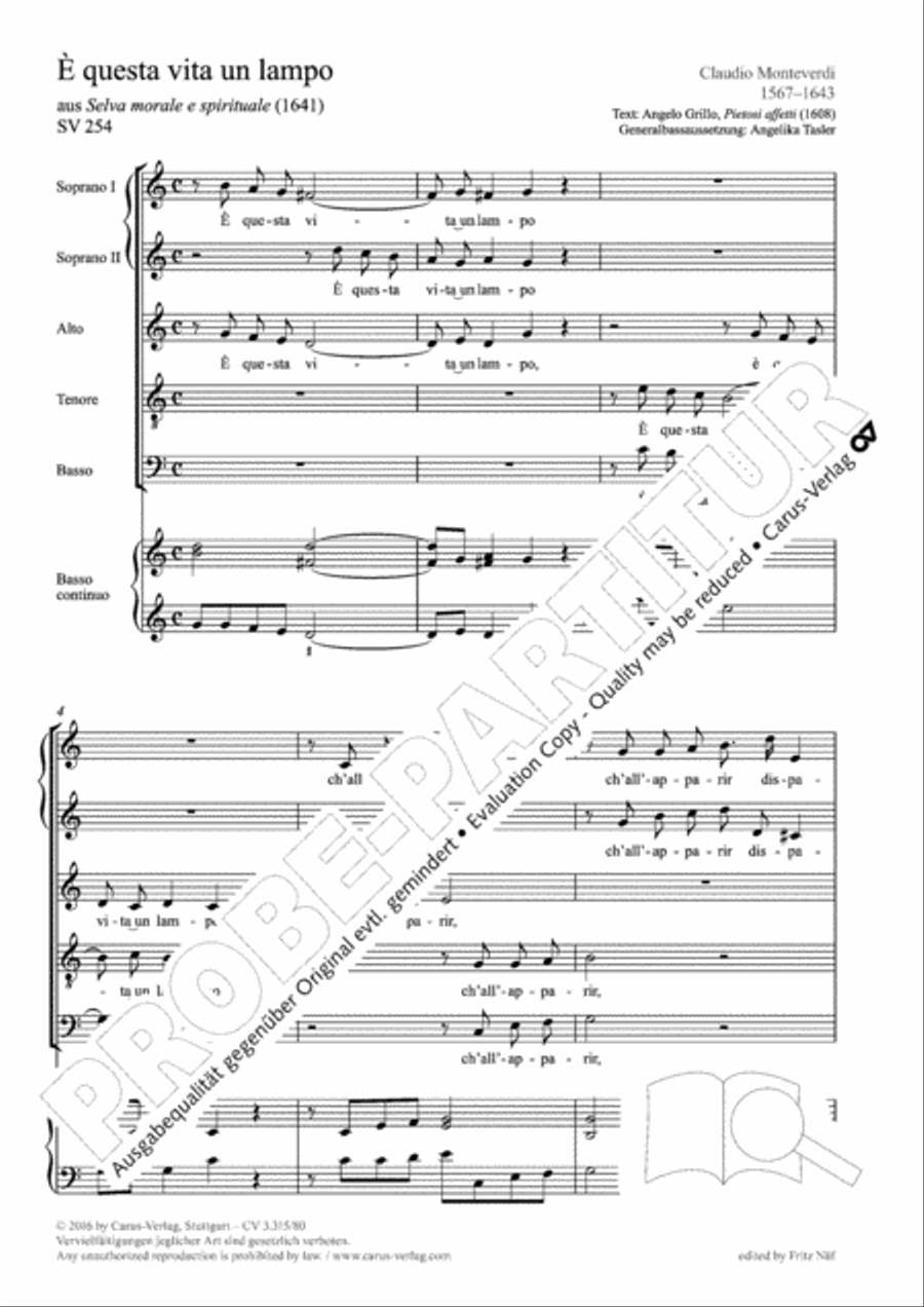 E questa vita un lampo SV 254 SSATB scores gallery preview page 2